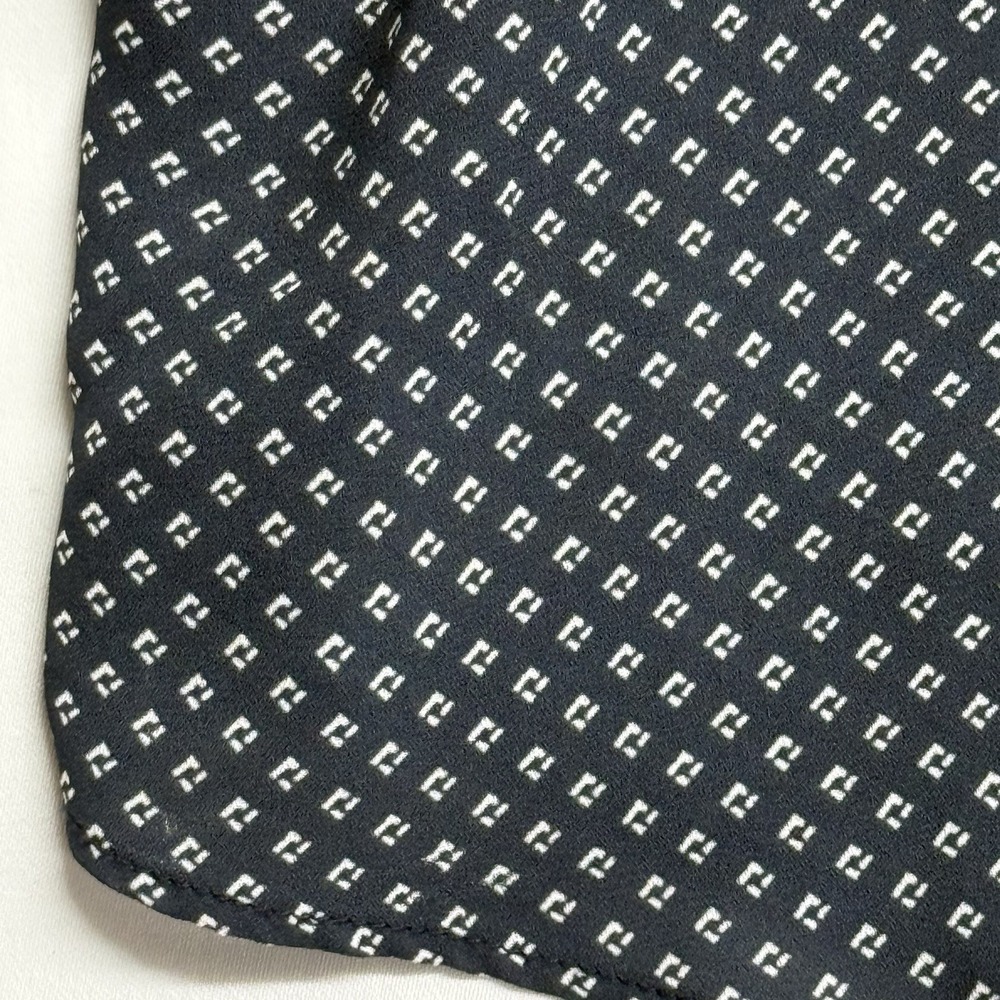 LOFT Petite Blouse MP Navy White Print Short Sleeve Lightweight Top - Picture 5 of 9